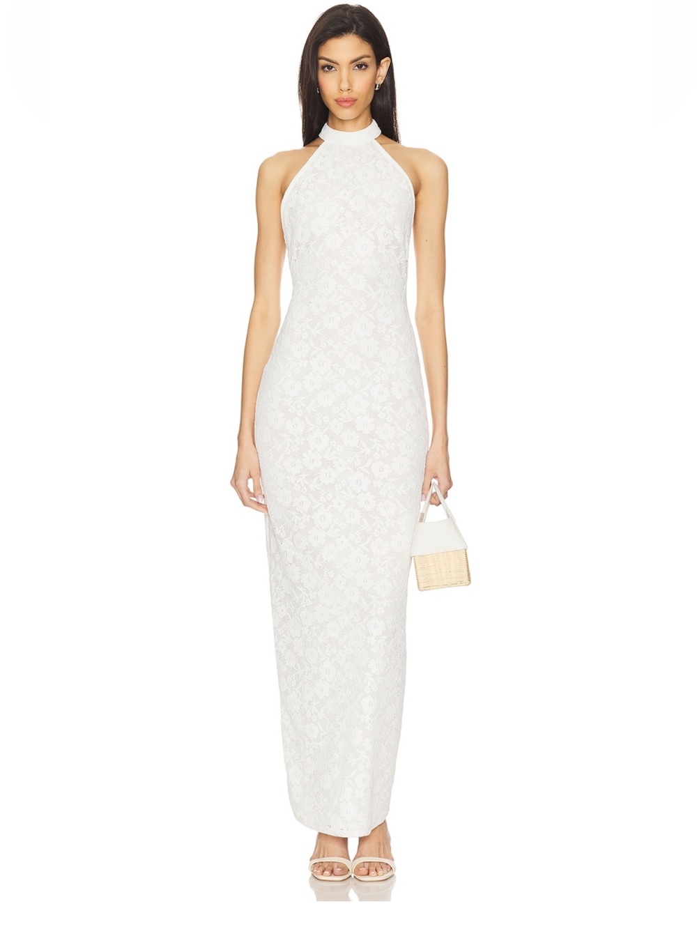 Lovers + Friends Brianna White Lace Halter Maxi Dress